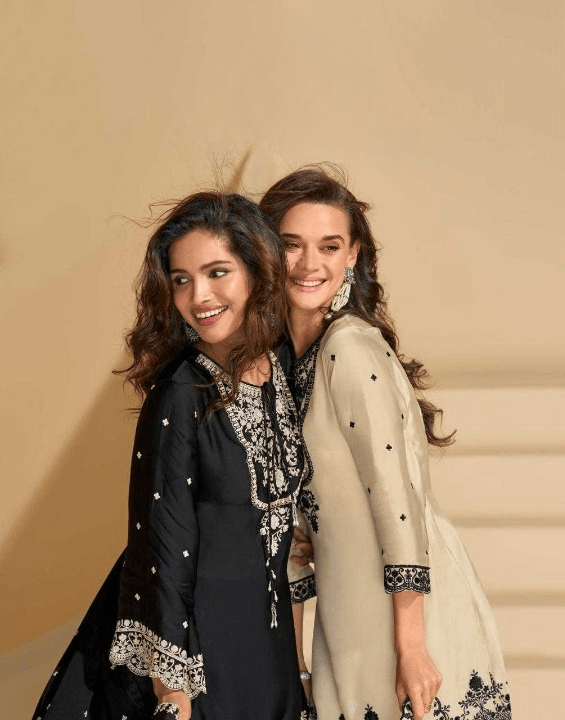 Chinon Silk Kurti With Palazzo - MYLUXURY LANE ENTERPRISE
